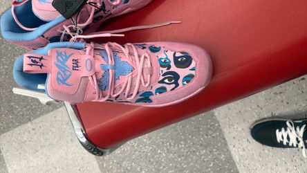 LaMelo Ball MB.03 "KidSuper" basketball sneaker in a pink lilac and light blue