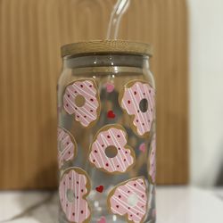 Heart Donuts Glass Cup