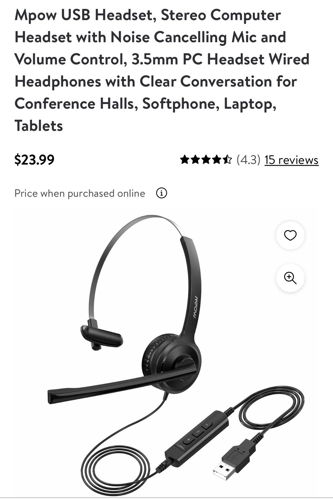 Wired USB Headset