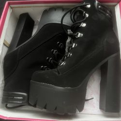 Women’s Platform Heel Black Suede Shoes 