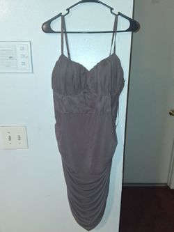 Gray Ruched Bodycon Midi Dress