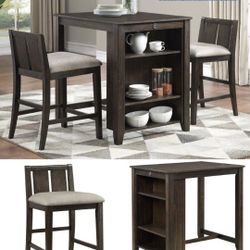 Super Deal 3 Pcs Dinning Set 
Counter Height 
Table, 2 Stools 
Side Shelves
$298 + Tax 
FREE LOCAL DELIVERY & SET UP
ONLINE SALES 
SHOWROOM AVAILABLE 