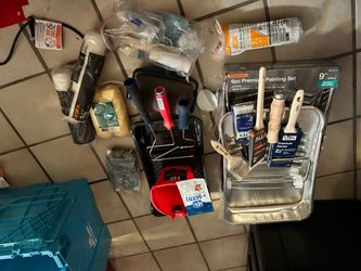 Painting Supplies Lot – Brushes, Rollers, Trays