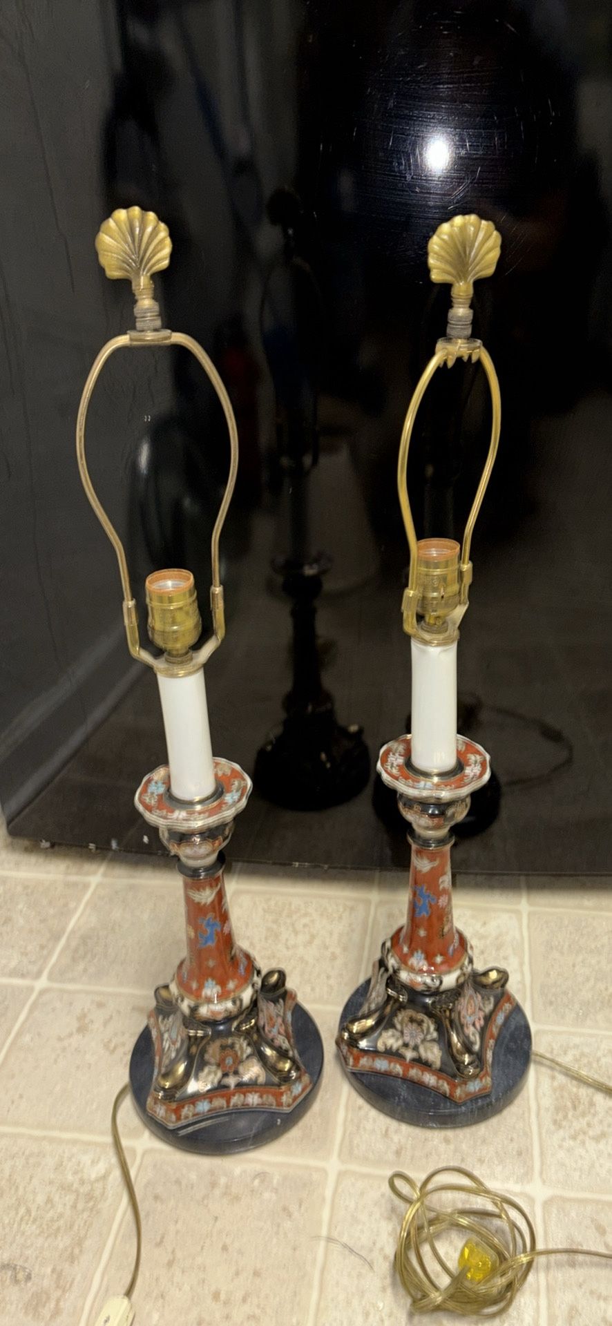 Beautiful Pair, Oriental, Porcelain Table, Lamps