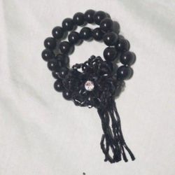 Black Flower Beaded Bracelet 