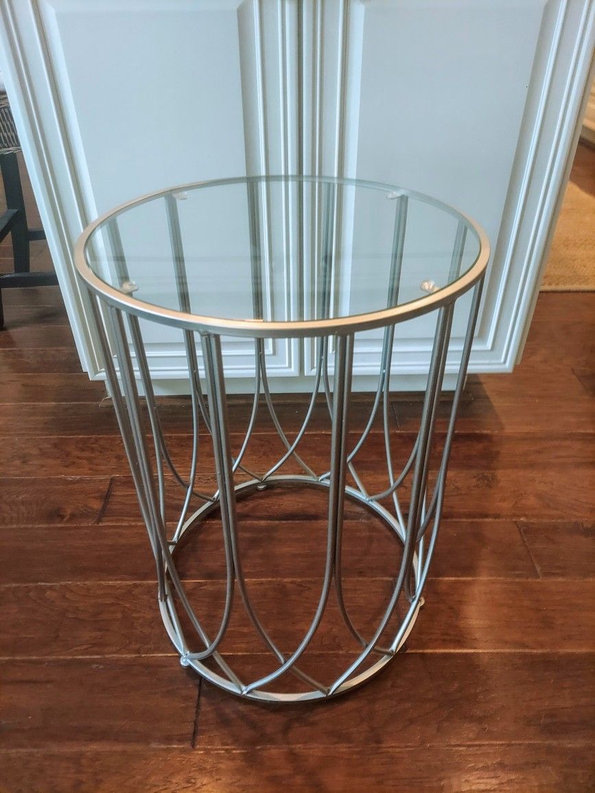 Round Silver Accent Table