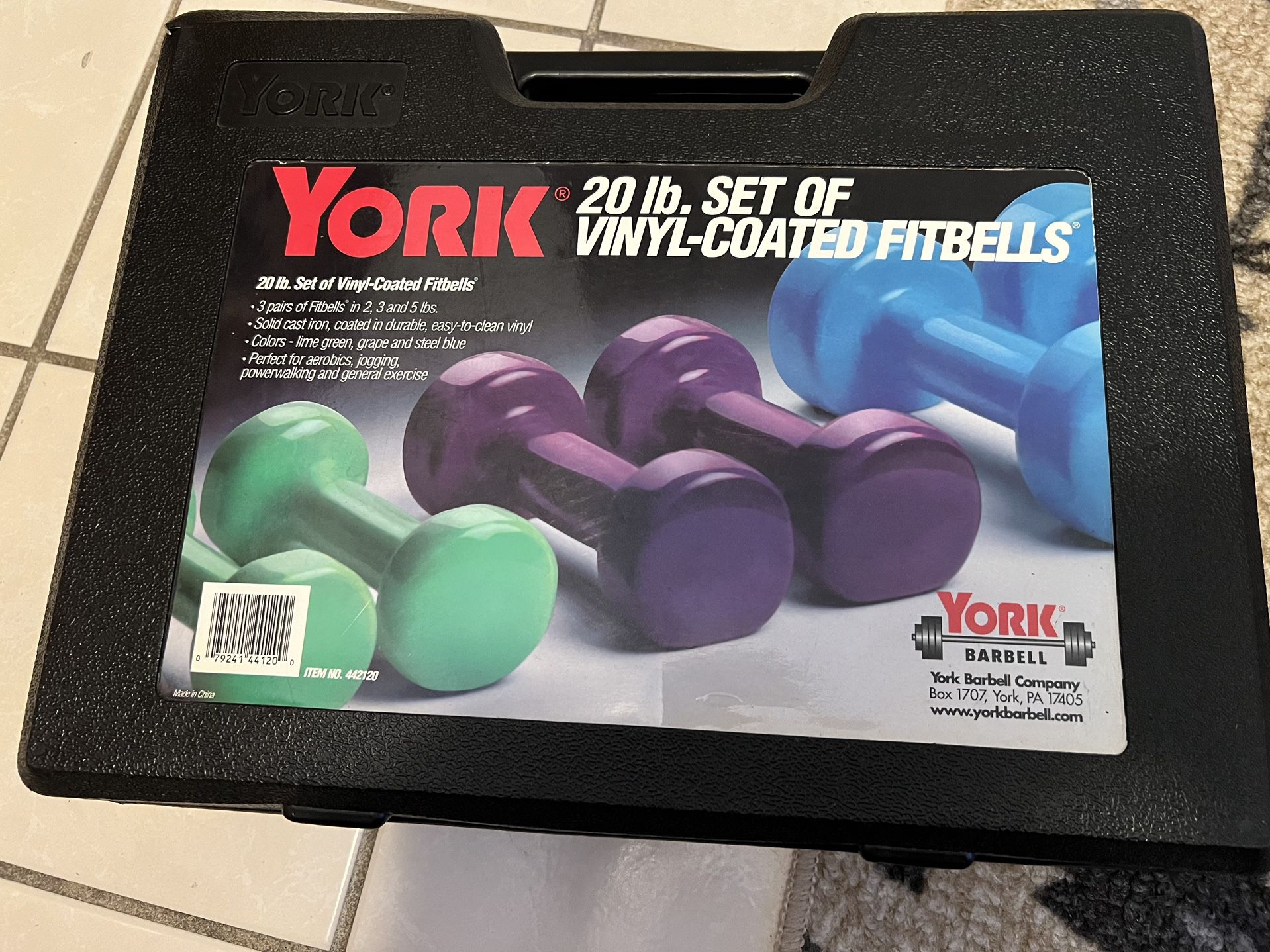 YORK 20 lb FitBells 6 pc Set Vinyl Coated Iron Fitness Dumbbells 2, 3, 5 lbs