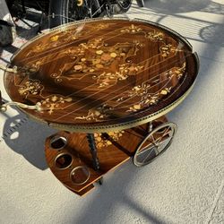 Vintage Italian Marquetry inlaid Bar Cart