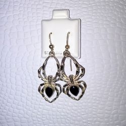 Sterling Silver Onyx Spider 🕷️ Earrings