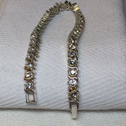 Clear Rhinestone Rhodium Plated Bracelet