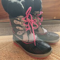 Girls Totes Snow Boots Black/Pink Sz 2