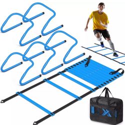 Speed and Agility Training Equipment: 5 Adjustable Agility Hurdles. 20Ft Agility