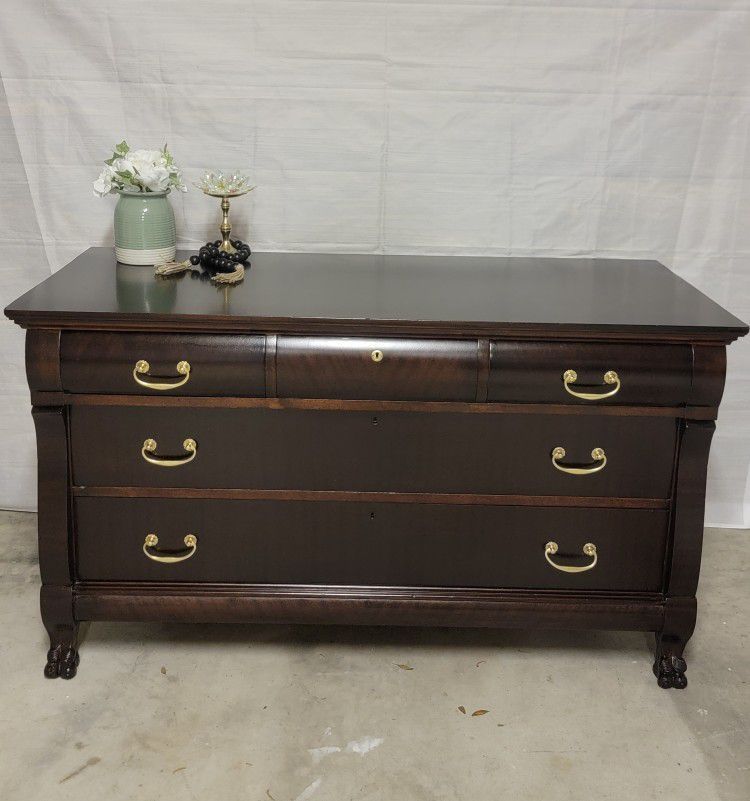 Rare 1800's Empire Lion Claw Leg Antique Refinished Sideboard Buffet