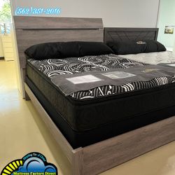Queen Sledge Bed Frame With Mattress And Boxspring New Set 