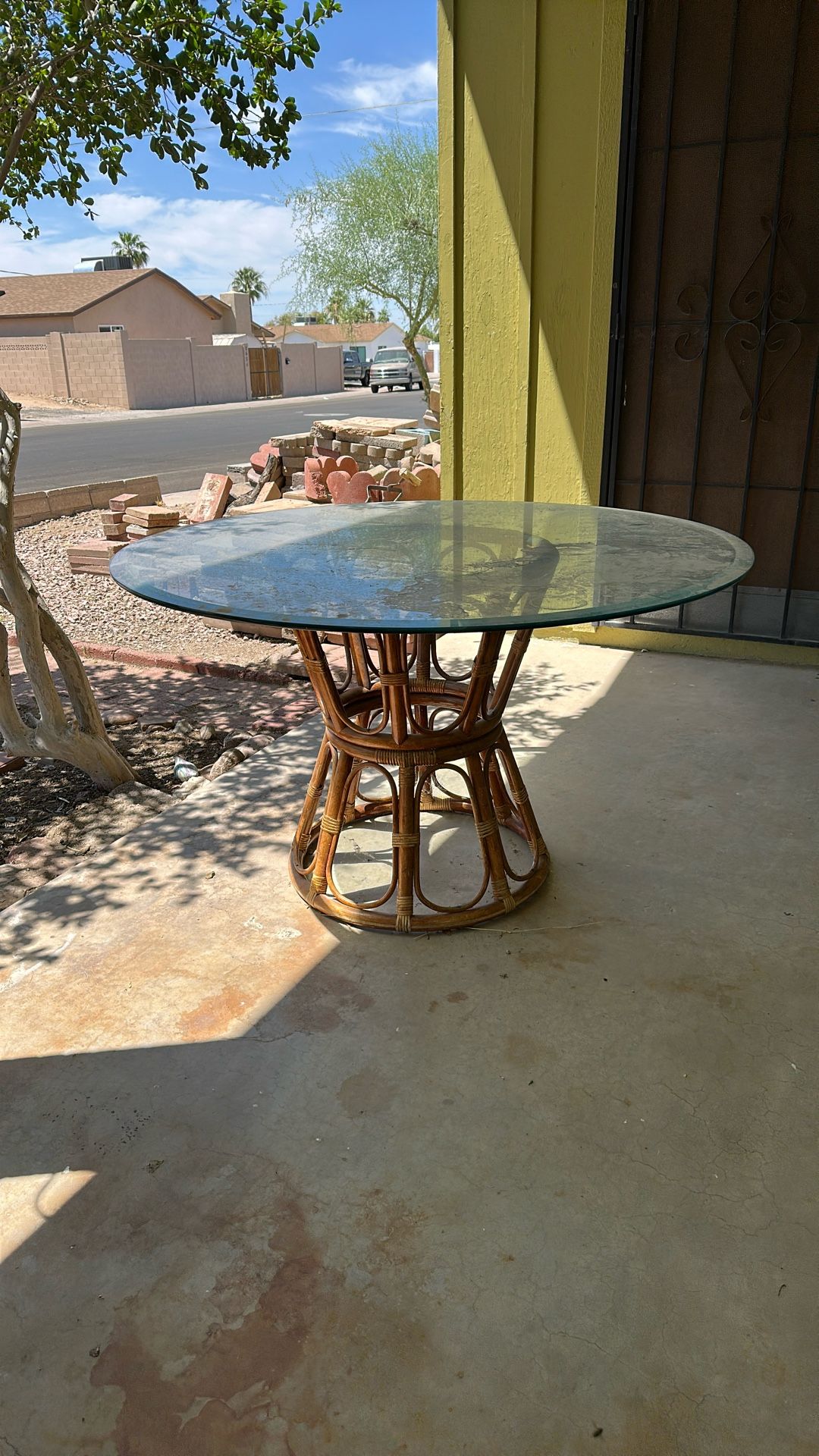 Boho Rattan Table And Chair