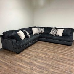 Dark Gray L Shaped 3 Pieces Large Sectional Couch With Soft Cushions 👑 Color Options 