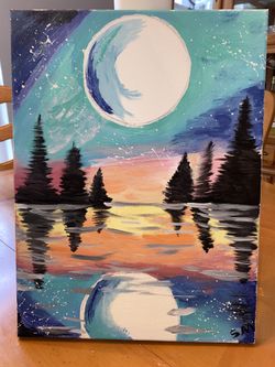 Canvas Reflective Celestial Moon Painting 🌙 