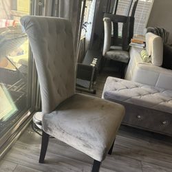 Grey Plush Dining Chair (6 Chairs)