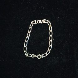 Sterling Silver Hammered Elongated Oval Chain Link Bracelet 6"