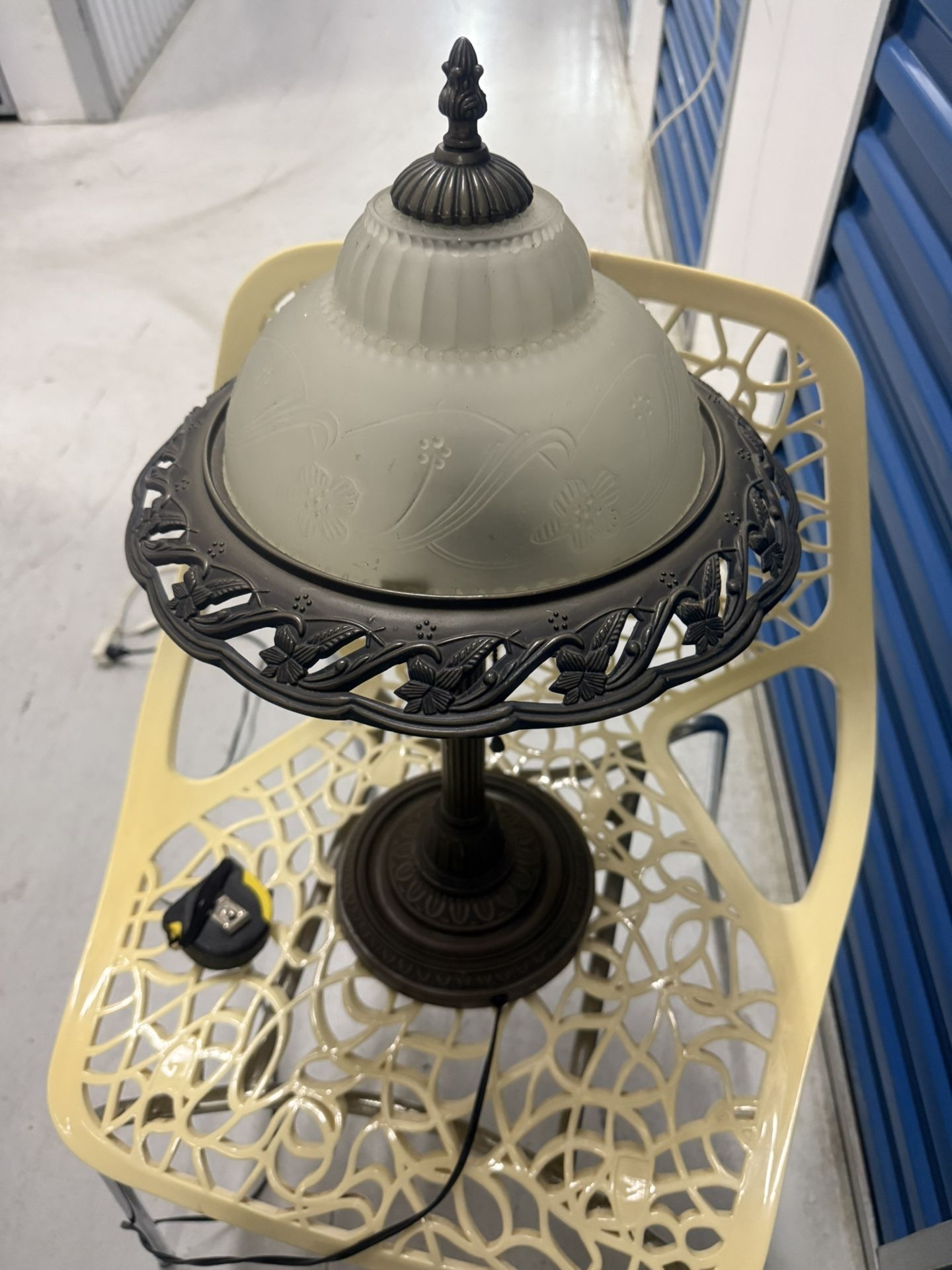 Art Nouveau Deco Vintage Antique Style Glass Double Lamp Light 23” Tall