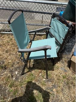 Blue folding outdoor chairs