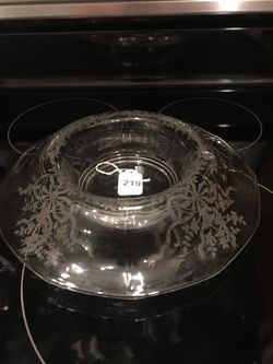 Beautiful, no chips Fostoria Depression Glass etched June pattern rolled edge console Bowl