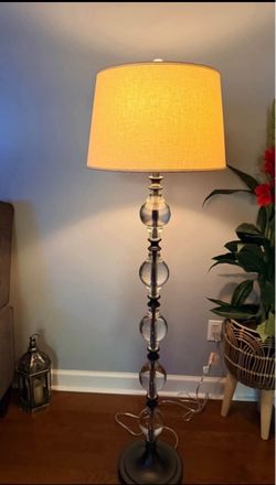 60" H Stacked Crystal Ball Lamp Floor with Metal Base