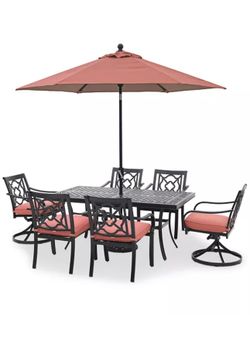 Agio St Croix Outdoor 7-pc Dining Set (68x38" table + 4 dining chairs + 2 swivel chairs)