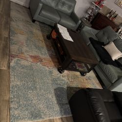 Living Room Set Teal Color Leather 