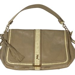 L.A.M.B. Gwen Stefani Messenger Shoulder Bag Y2K Tan Cream Leather Satchel Purse
