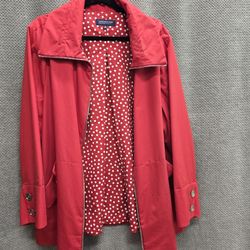 Women's Rain Jacket Size 2X RED Jones New York