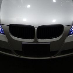 Fits 2006-2008 BMW E90 Glossy Black Halo Projector Headlights R8 LED Strip 06-08