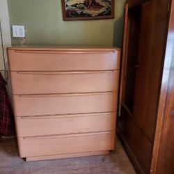 Heywood Wakefield Vintage Bedroom Set, Bed And Side Table Are Sold