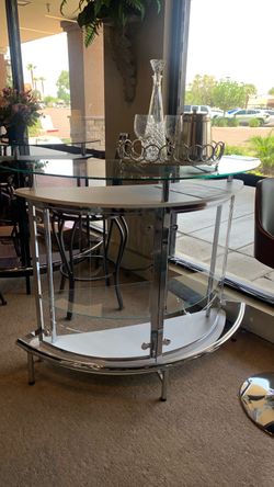 Chrome and Glass Half-Round Bar Unit