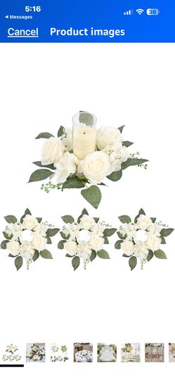 6 Candle Rings, Floral Candle Wreath Rings, Silk Roses Hydrangea Flowers Candle Wreaths Rings for Table Centerpieces Wedding Valentine's Day Party 