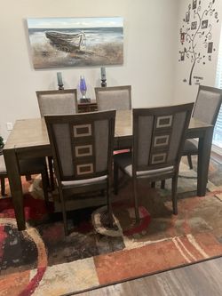 Gray Dining Table with 6 chairs