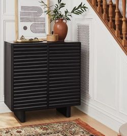 2 Door Fluted Accent Cabinet Black - Threshold