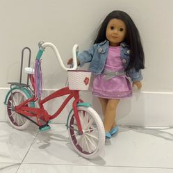 American girl Doll with Her Bike 