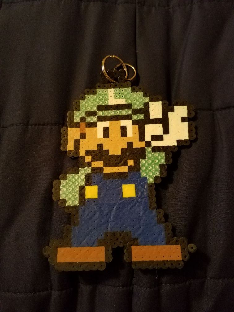 Luigi Perler Bead keychain
