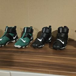 NIKE Kids Force Savage 2 Shark Football Cleats. | Black/White | Back/White/ Green |
