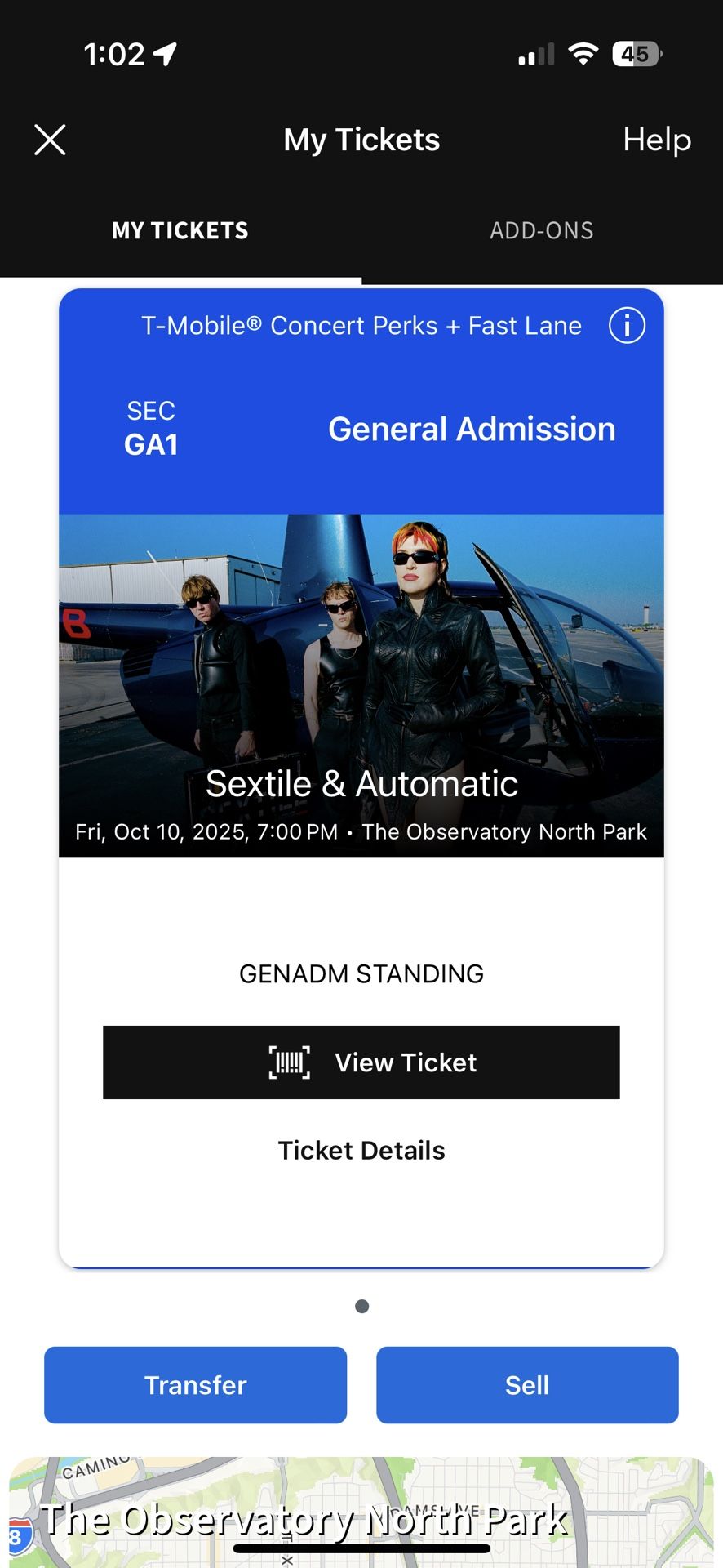 SEXTILE CONCERT TICKET FOR CHEAP (San Diego)