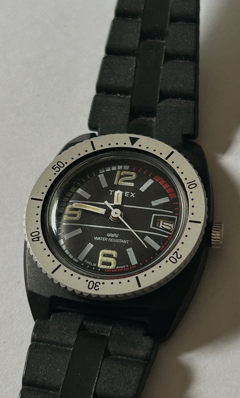 Vintage Timex Manual Wind Diver Watch Rotating Bezel 