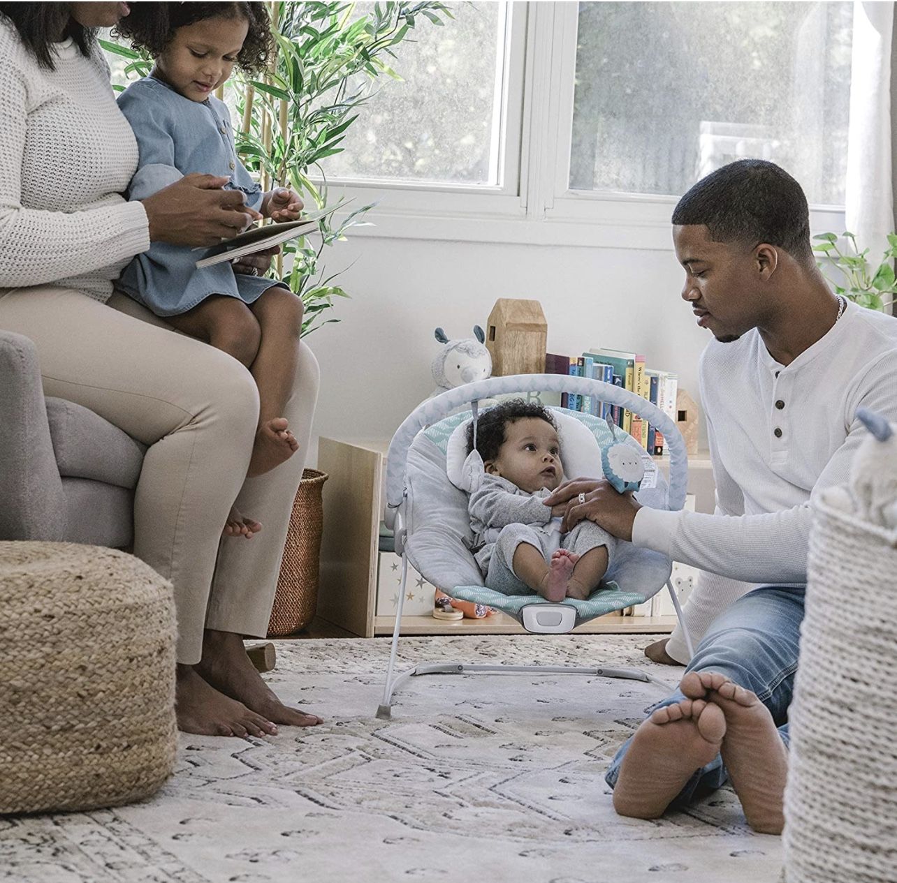 Ingenuity Bouncity Bounce Deluxe Bouncer, Portable Bouncing Baby Seat