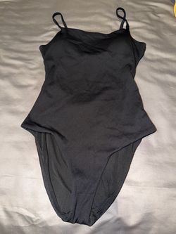 Women’s Aerie classic black textured one-piece swimsuit adjustable back tie closure size medium new