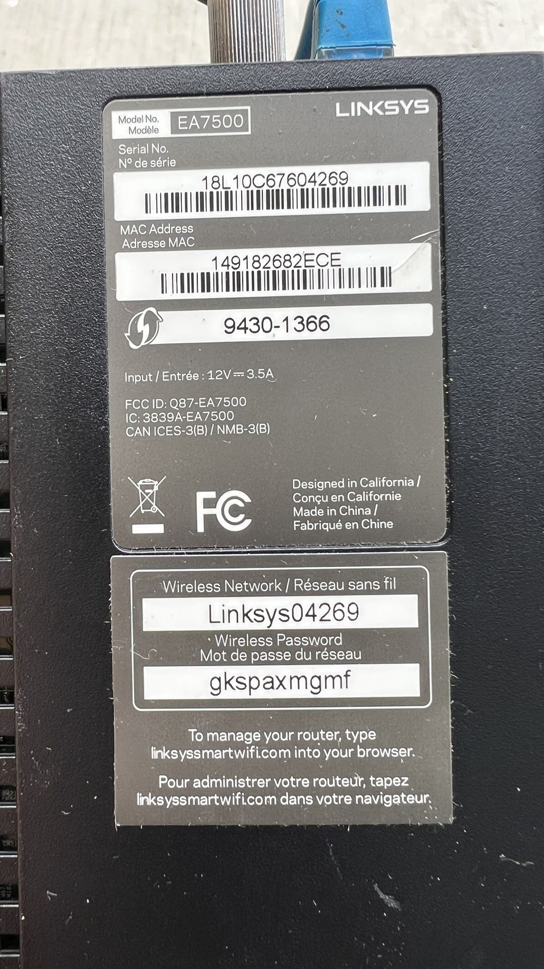 Linksys EA7500 Router