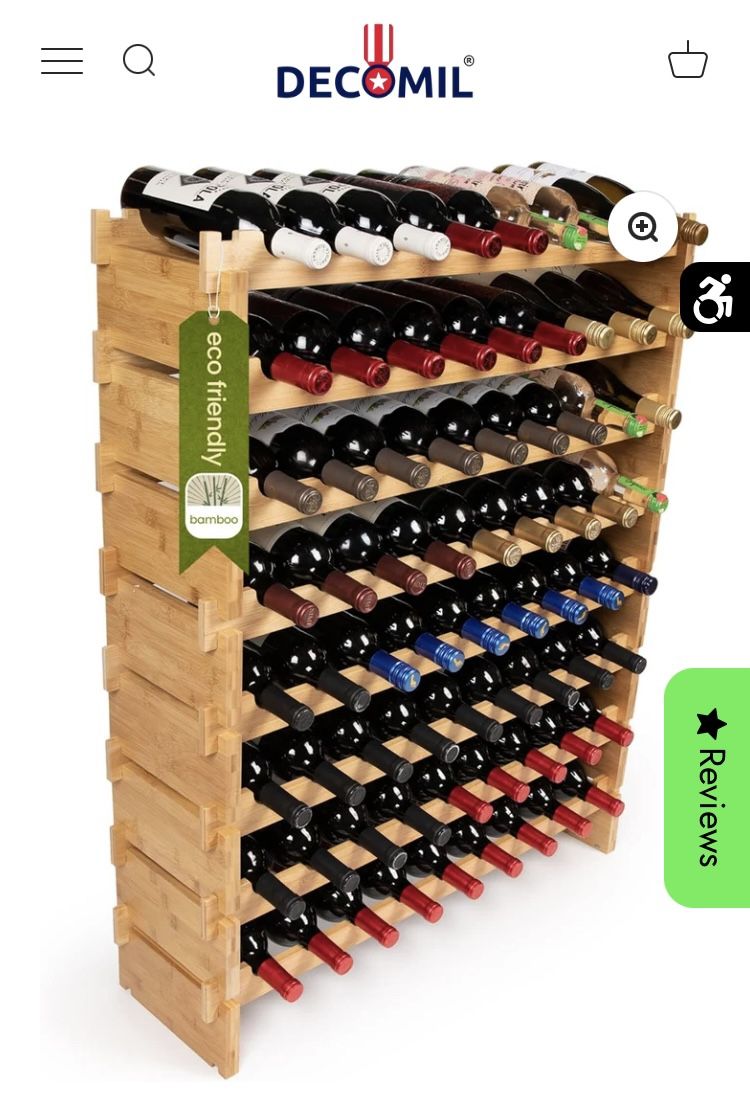 NWT DecoMil Bamboo 72 Bottle Stackable Modular Wine Rack