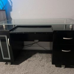 Glass Top Black Desk