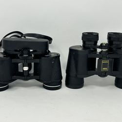 Lot 2 Vintage Binoculars Bushnell Insta Focus Sears 7x35 Wide Angle