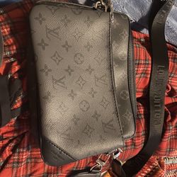 Louie Vuitton Trio Messenger Bag Set (Black/Grey)