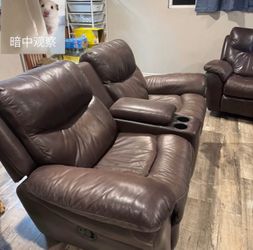 Genuine Leather Reclining Lovesea